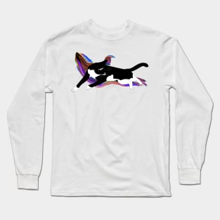 Cute Tuxedo Cat who loves to Lie around Living the Dream Copyright By TeAnne Long Sleeve T-Shirt